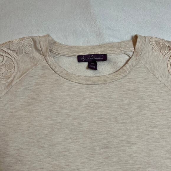Gloria Vanderbilt Crewneck Sweatshirt w/ Floral Lace Size XXL Minimalist Casual - Picture 5 of 10